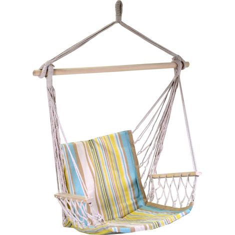 Rocking chair in yellow striped fabric cm50h100 (1/2)