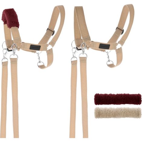 Cavezza per cavallo Hobby Horse con redini e pelliccia beige