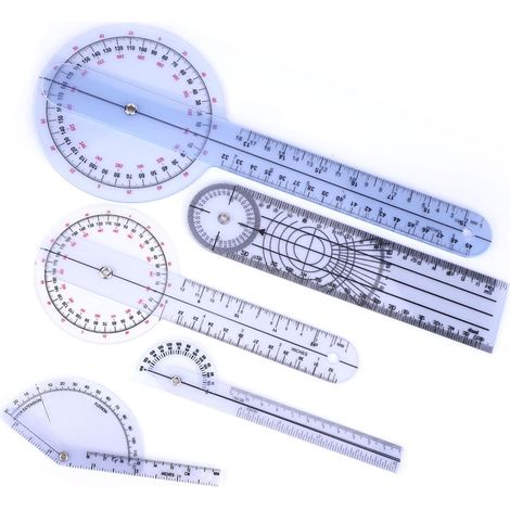 Lot de 5 rapporteurs d'angle à 360 degrés de 6/8/10 pouces, règles médicales, goniomètres spinaux (lot de 2) (1/5)