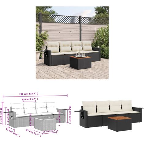 Salon de jardin 5 pcs avec coussins noir résine tressée - Ensemble Salon De Jardin - Meuble Extérieur - Résine Tressée - Rotin Synthétique - Mobilier De Jardin - Home & Living (1/3)