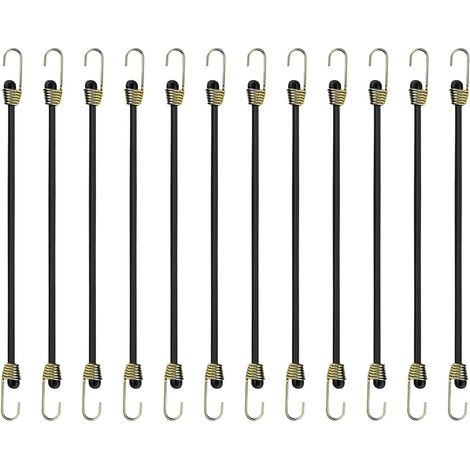 12 elastische Bungee-Seile, 25 cm Haken, Gurte zur Sicherung von Möbeln/Wohnwagen/Zelten/Motorrädern – ausziehbar