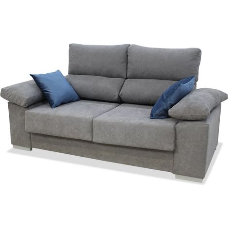 Sofá tres plazas Alvaro tapizado gris, 190 cm (Ancho) x 88 cm (Fondo) x 97 cm (Alto) (1/2)