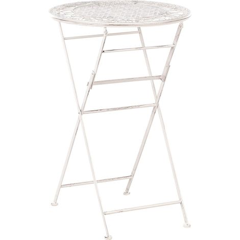 Tavolo bar da giardino pieghevole con piano in metallo beige chiaro effetto anticato Trieste