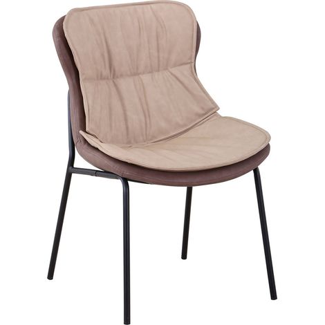 Sedia di design Brady in ecopelle beige e marrone (1/4)