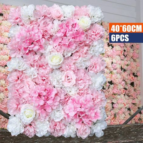 Künstliche Seidenblumen, Wandpaneel aus Seide, Wandpaneel für Hochzeitsdekorationen, Zuhause, Garten, Party, Dekoration, 60 x 40 cm, 6 Stück (1/5)