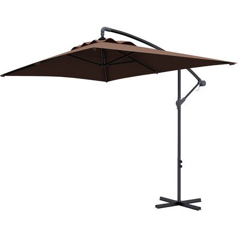 Parasol déporté rectangulaire – Manivelle, 6 baleines, acier, UV – 294x193x250 cm