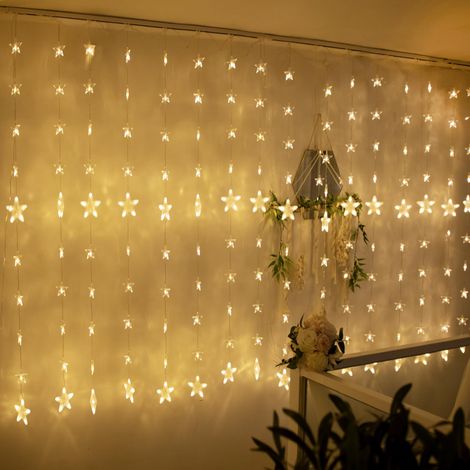 Ghirlanda LED 31V 2m - 144 luci, 8 rami a forma di stella Ø6/10cm, 8 modalità + memoria, telecomando a 13 tasti ✨ Decorazione ideale (1/4)