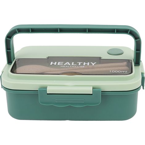 Boîte repas 3 compartiments 1000ml micro-ondable bento pour enfants adultes étudiants employés de bureau vert matcha (1/5)