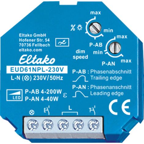 Eltako Universal-Dimmschalter Mindestlast nur 4W EUD61NPL-230V