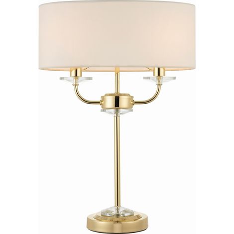 Lampada da tavolo doppia ottone con paralume 2xE14 Nixon