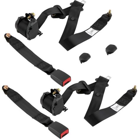 Set mit 2 einziehbaren 3-Punkt-Sicherheitsgurten – Einfache Montage – ABS-Material – Maximale Länge 3000 mm – Zugfestigkeit 14700 N (1/5)