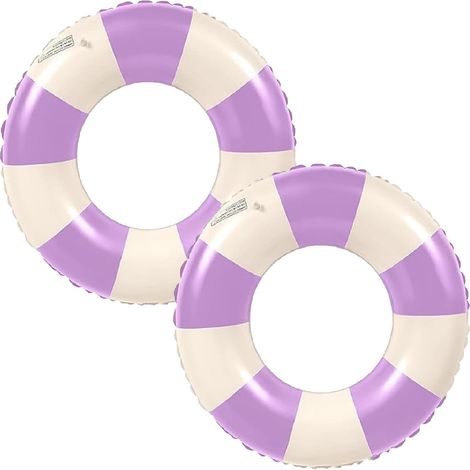 Stries Bouee Piscine Adulte, 2PCS Bouée Piscine Anneau de Natation, Bouée Gonflable Rétro Rayée en PVC Bouée Piscine, pour Les Vacances à la Plage et Les fêtes de Piscine (1/4)