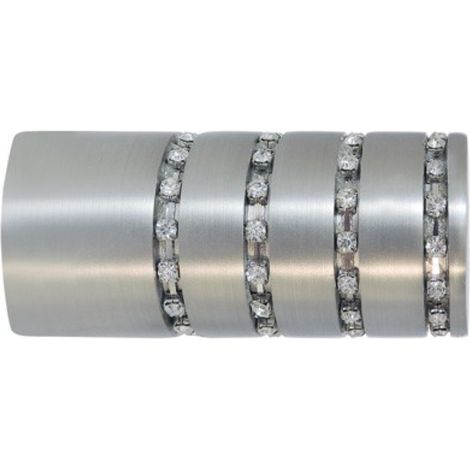 COPPIA DI TERMINALI  DECORATIVI PER TUBOD.25MM COL. NICHEL CON STRASS (1/2)