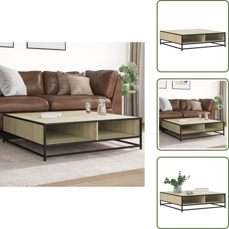 The Living Store Couchtisch Sonoma-Eiche 100x100x30 cm Holzwerkstoff und Metall - Holzwerkstoff Couchtisch (1/5)