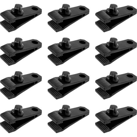 Set di 12 pezzi composto da clip antiscivolo resistenti, clip per tenda con vite a farfalla, morsetti di fissaggio per tessuti impermeabili e parasole. (1/5)