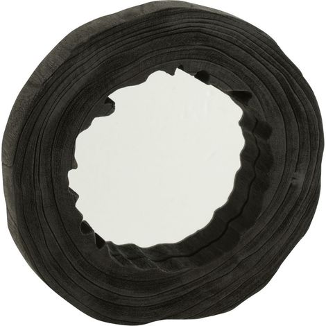 Miroir irrégulier en bois de paulownia noir 41x40x5 cm (1/4)