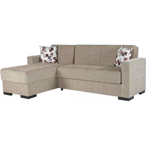divano letto "merlin" con cassettone e penisola reversibile beige, 225x150x81 cm (1/4)