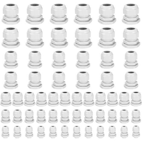 60pcs Presse Étoupes Étanches M12 M16 M20 M25 M32,Presse Etoupe Caoutchouc Joint IP68 Réglable Presse etoupe,Nylon Plastique Contre écrous Réglable pour Maison/Jardin/Éclairage d'extérieur Câble (1/5)