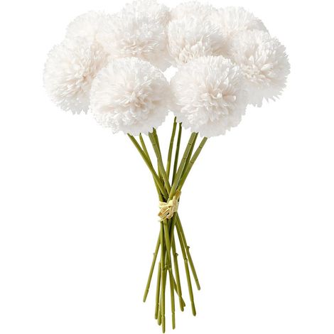 Juego de 12 flores decorativas artificiales – Ramilletes de Hortensias 28 cm, ideales para hogar, jardín y celebraciones, Blanco (1/5)