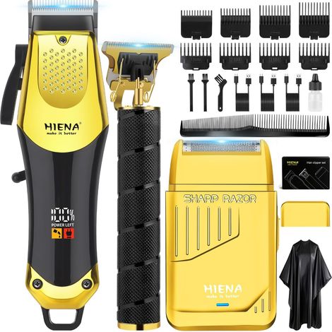 Ensemble de tondeuse à cheveux pour homme, lame réglable de type R, tondeuse à barbe et rasoir électrique, tondeuse de barbier sans fil avec écran LED, kit de coupe (1/5)