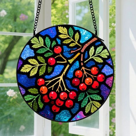 Suspension en vitrail, attrape-soleil unique minimaliste, décoration fenêtre intérieure, cadeau Fête des Mères, Noël pour femme, homme 9cm (1/5)