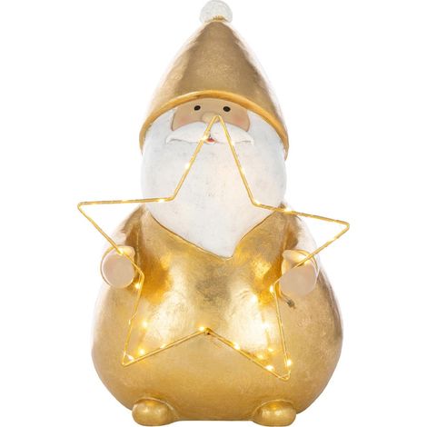 Père-Noël à LED "Étoile" 46cm Doré (1/4)