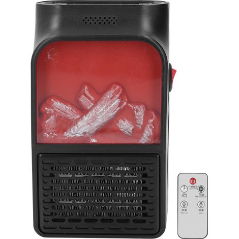 Mini radiateur électrique d'appoint à effet flamme LED avec télécommande, pour bureau ou chambre (prise UE 220 V). (1/5)