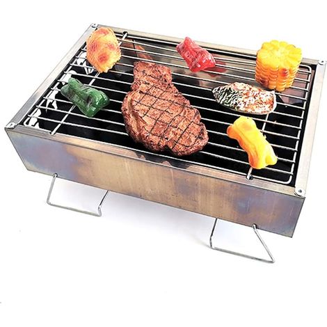 Tragbarer Klappgrill/Holzkohlegrill/Außengrill aus Edelstahl/Hausgrill/Geeignet für Familiengrills/Kleiner Grill