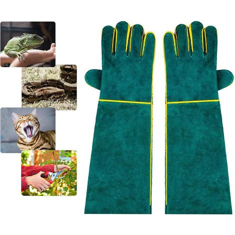 1 Paire Gants de manutention,Cuir de vachette,40CM,Anti-morsure,Jardinage,Soudage,Manipulation animaux (1/5)