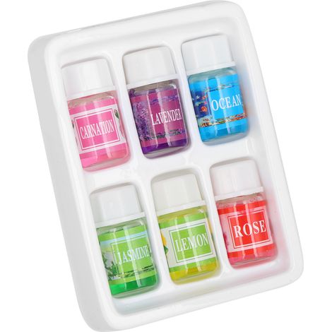 Lot de 6 flacons d'huiles essentielles parfumées et solubles dans l'eau, aux senteurs variées, pour humidificateur (18 ml). (1/5)