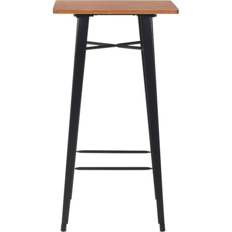 Table de bar carrée bois foncé et acier noir Terez (1/2)
