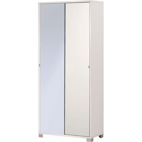 Armadio 2 Ante Scorrevoli con Specchio 82x190x41 cm Bianco Fiammato (1/2)
