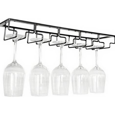 Support à verres à vin sous armoire, support à verres à vin surdimensionné à 5 rangées, support à verres à vin en métal, support de rangement pour verres de bar DIY, adapté aux bars et aux cuisines, v (1/4)