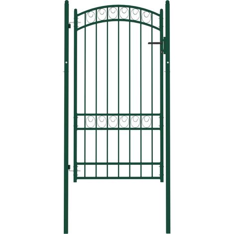 Portail de clôture avec dessus arqué Acier 100x175 cm Vert (1/5)