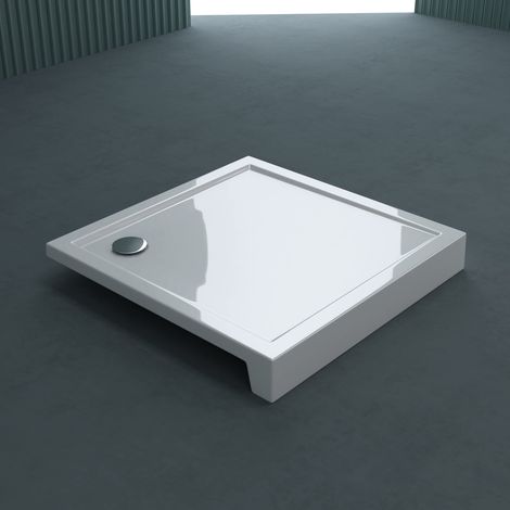 doporro Piatto Doccia Quadrato in Acrilico Rinforzato con Bordo Alto 14 cm – Bianco Lucido 80x80 cm Mod.Faro1H (1/5)