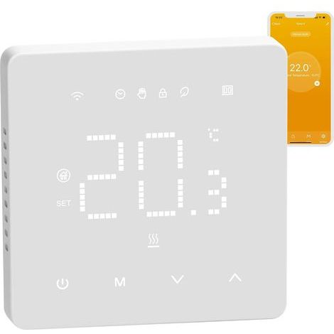 Thermostat pour Chauffage au Sol Electrique,Thermostat Intelligent WiFi Thermostats d'ambiance programmables avec sonde Compatible avec Alexa et Google Home,16A (1/4)