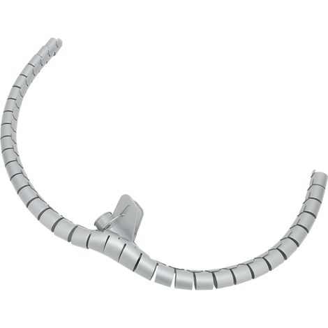 Gaine de rangement pour câbles enroulés, tube d'enroulement ouvert avec clip, 10 mètres, gris, diamètre 32 mm (1/5)