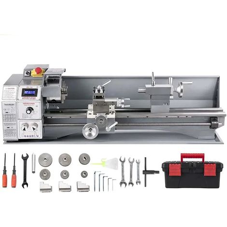 1100 W Mini Tour à Métaux Tournage d'Outils 220 x 600 mm Vitesse Réglable (1/5)