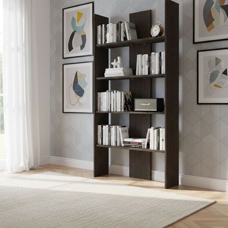 Libreria versatile: design moderno, montaggio facile, ideale per soggiorno, studio e cameretta - Olmo jerez scuro