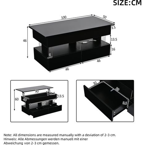 Couchtisch aus MDF in Schwarz 100 x 50 x 46 cm HOMAIRE (1/5)