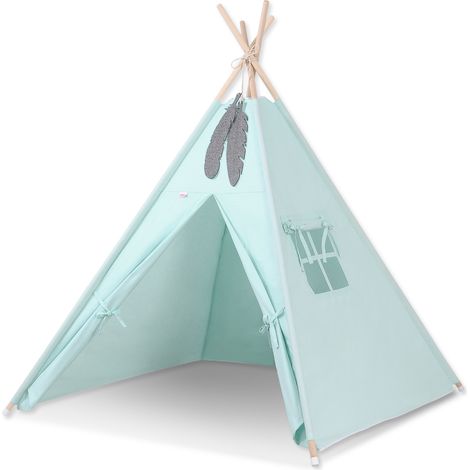 Tienda tipi para niños + colgantes de plumas - menta claro (1/5)