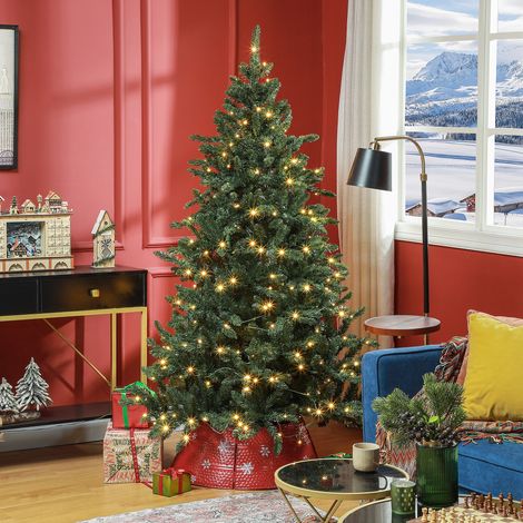 Árbol de Navidad Artificial 180 cm con 310 Luces LED 872 Ramas y Patas de Metal Árbol Navideño para Interior Verde (1/5)