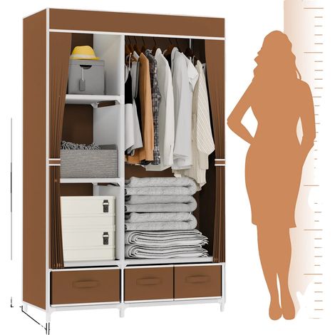 Mobile portatile, montaggio senza attrezzi, contenitore versatile, colore caffè. (1/2)