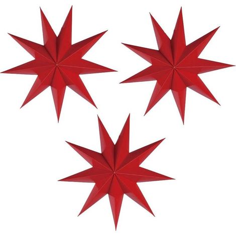 3 pièces Vintage 3D étoile en Papier à Suspendre lanternes de Noël Ornement Maison Vacances Décorations 30 cm/12 en Large (Rouge) (1/3)