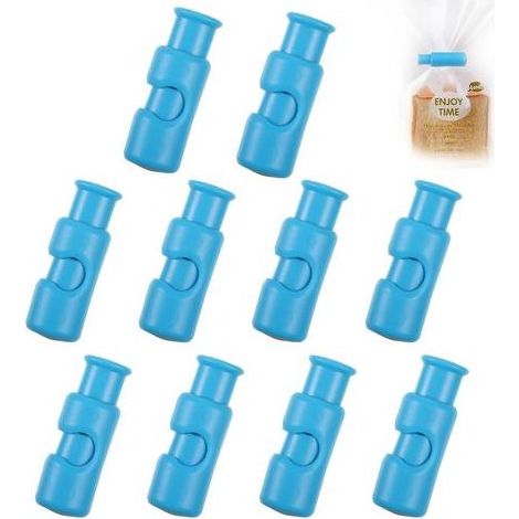 10er-Pack Gefrierbeutel-Verschlussclips, wiederverwendbare Beutelclips für offene Lebensmittel und Snacks, blau (1/5)