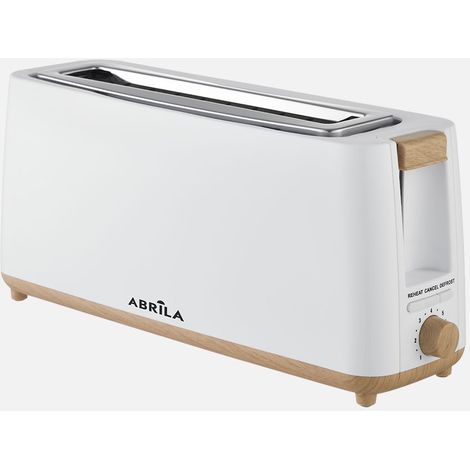 Grille-pain YELTES 900W Blanc/Chêne 7 Niveaux de To toast, Décongélation, Arrêt Automatique.1 Fente. Récupérateur de Miettes. (1/4)