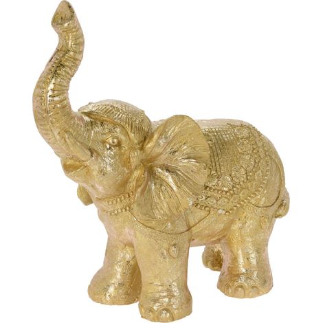 Statua decorativa elefante da giardino arredo interno ed esterno h 39 cm -Oro (1/2)
