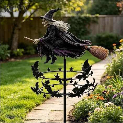 Décoration de jardin d'Halloween – Décoration extérieure d'Halloween – Tourbillon de sorcière pour jardin – Décoration extérieure de patio d'Halloween – Décoration de pelouse d'Halloween – 90 x 30,5 c (1/5)