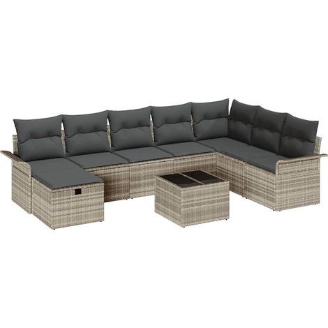 Maison Exclusive - Conjunto de sofá de jardín 9 uds. Poliratán (1/5)
