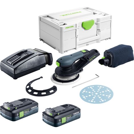 Ponceuse excentrique sans fil Festool ETSC 2 150-Basic 18 V 150 mm sans balais + 2 batteries 4,0 Ah + chargeur + Systainer